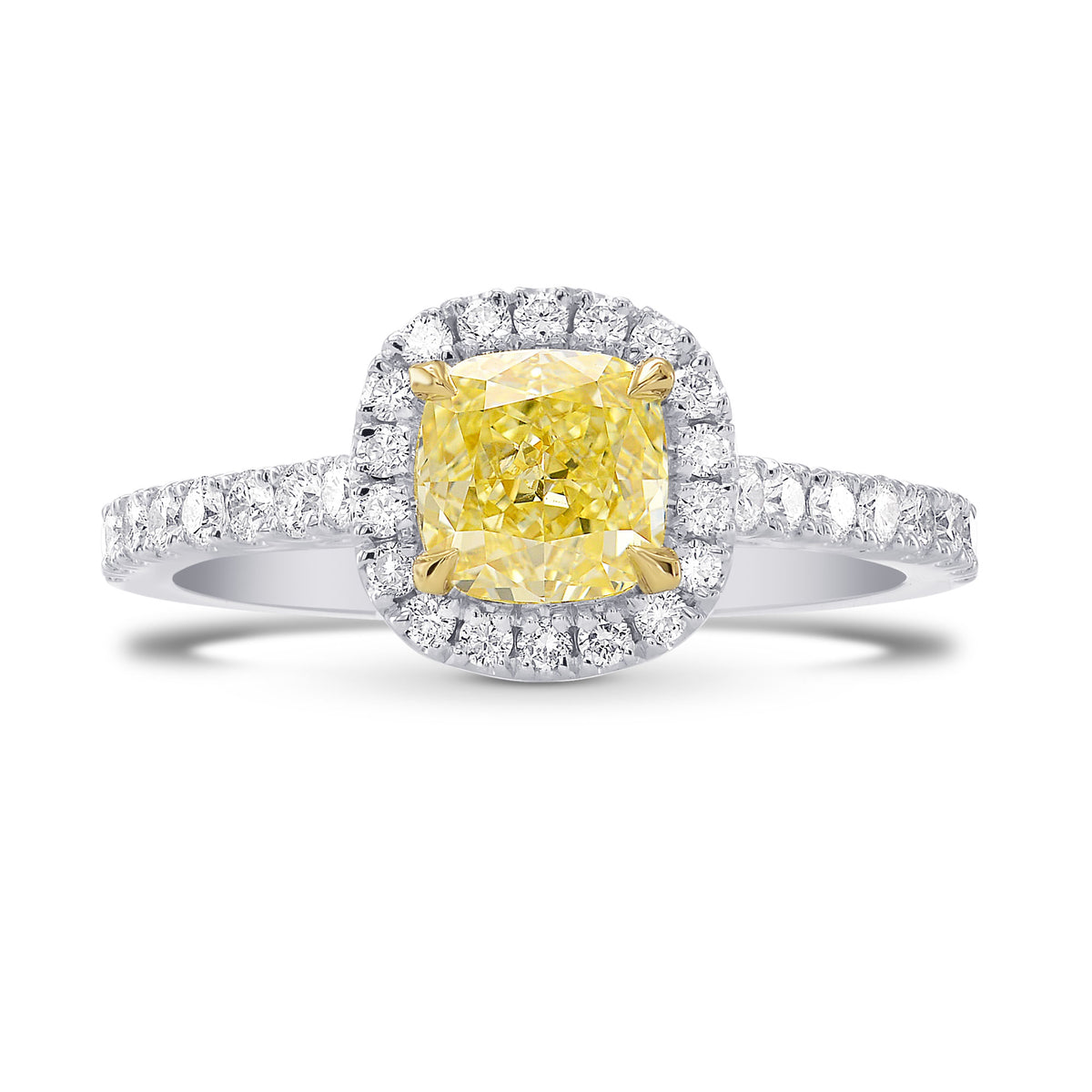 Fancy Yellow Cushion Diamond Halo Ring