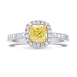 Fancy Yellow Cushion Diamond Halo Ring