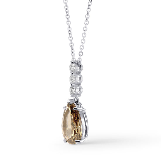 Fancy Yellow Brown Pear Diamond Drop Pendant
