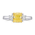 Fancy Intense Yellow Cushion & Trapezoid Diamond Ring