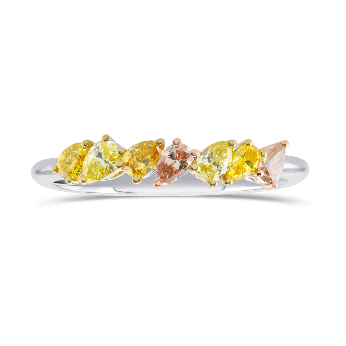Multicolor Pink Yellow & Orange Diamond Band Ring