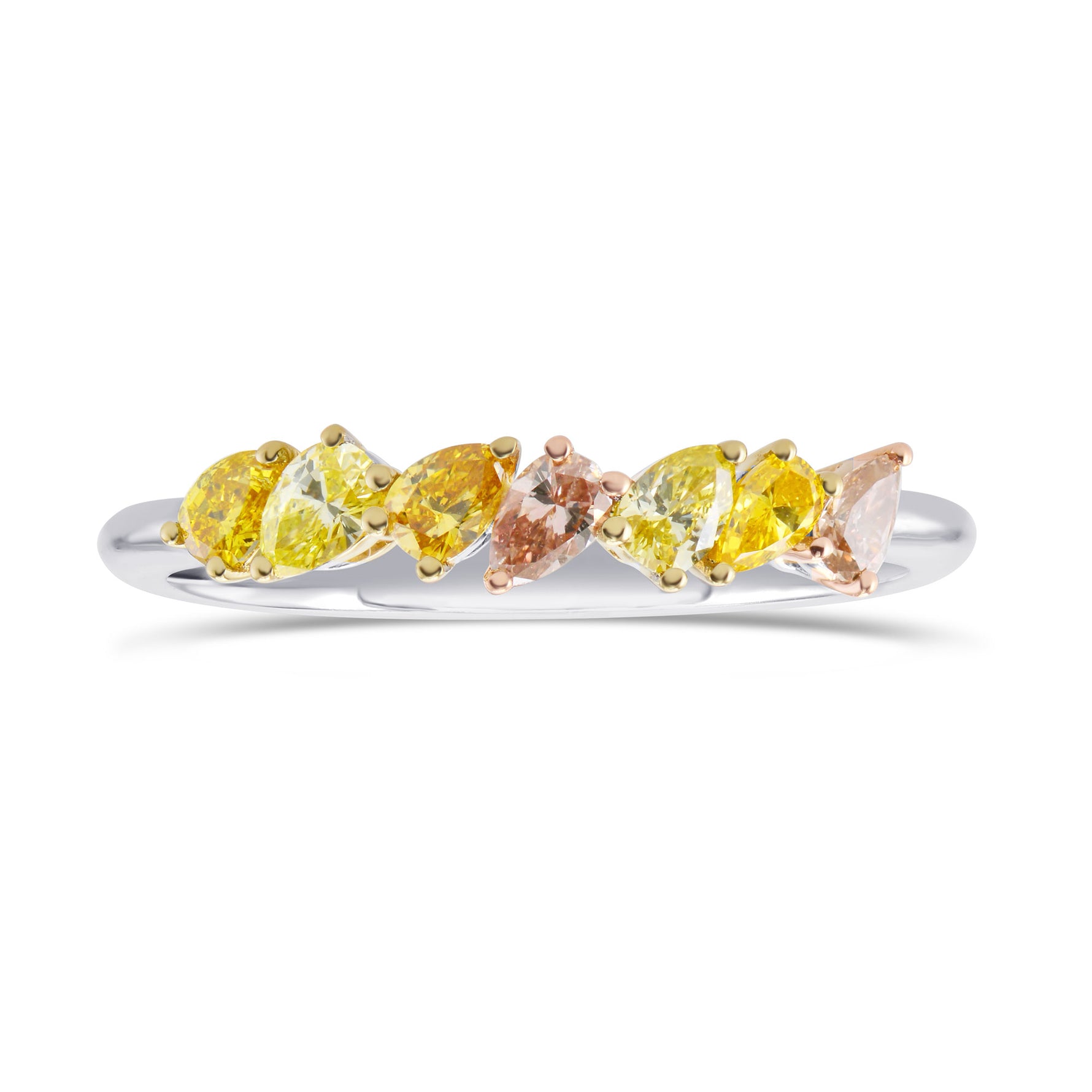Multicolor Pink Yellow & Orange Diamond Band Ring