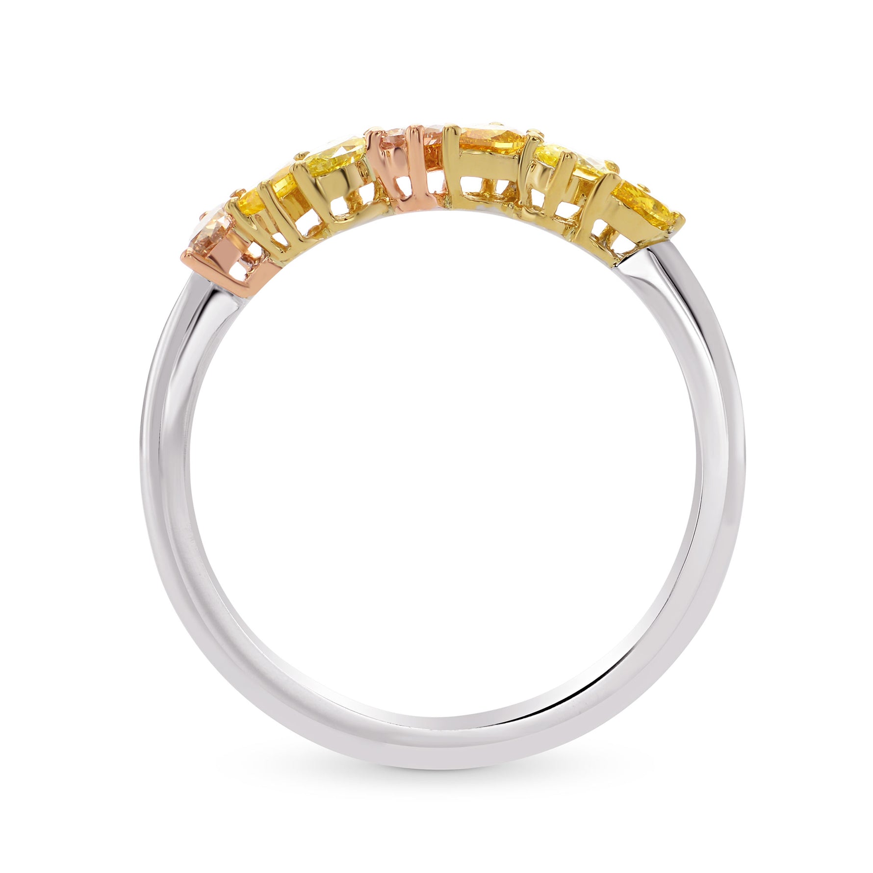 Multicolor Pink Yellow & Orange Diamond Band Ring