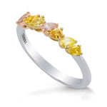 Multicolor Pink Yellow & Orange Diamond Band Ring