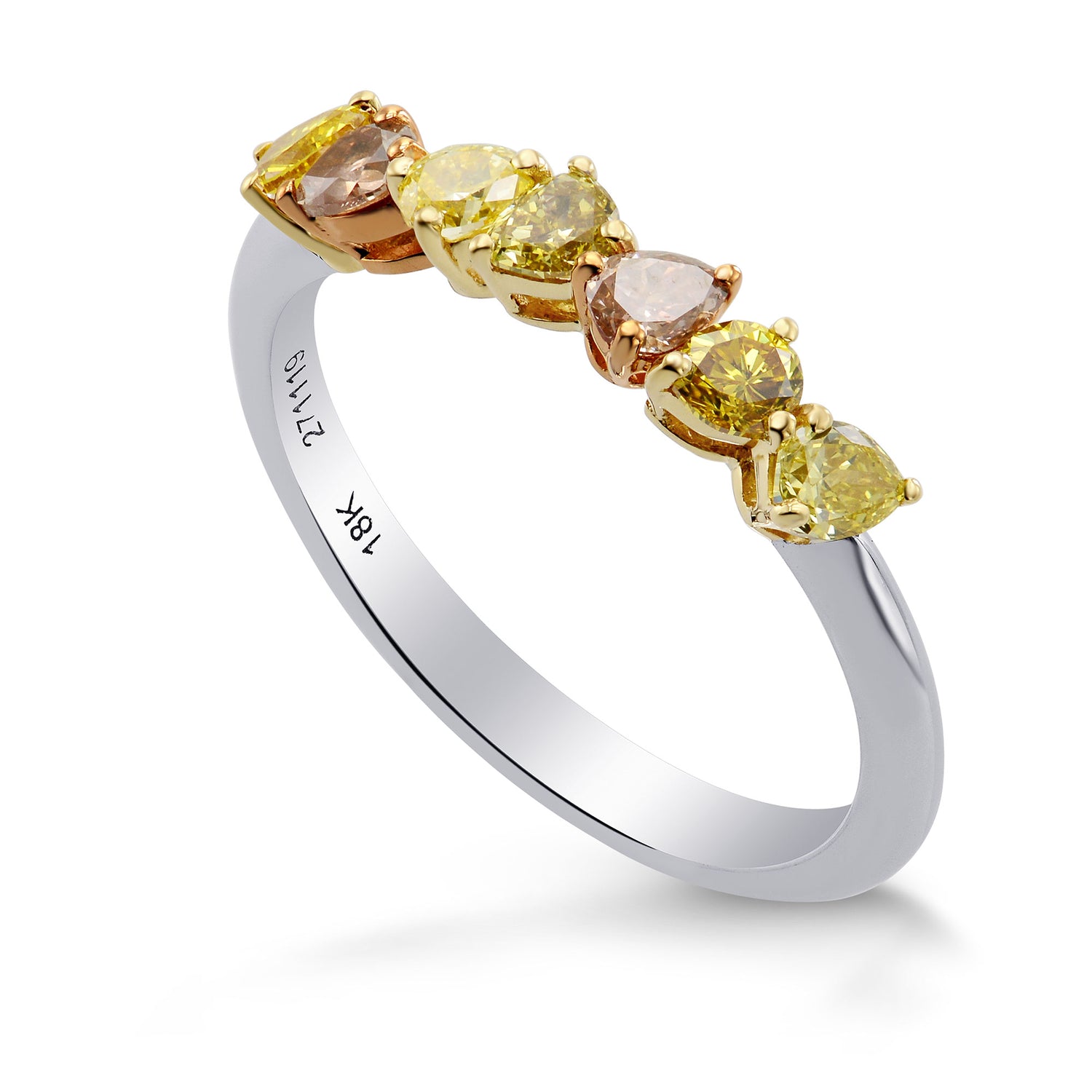 All Natural Multicolor Pear Diamond Band Ring