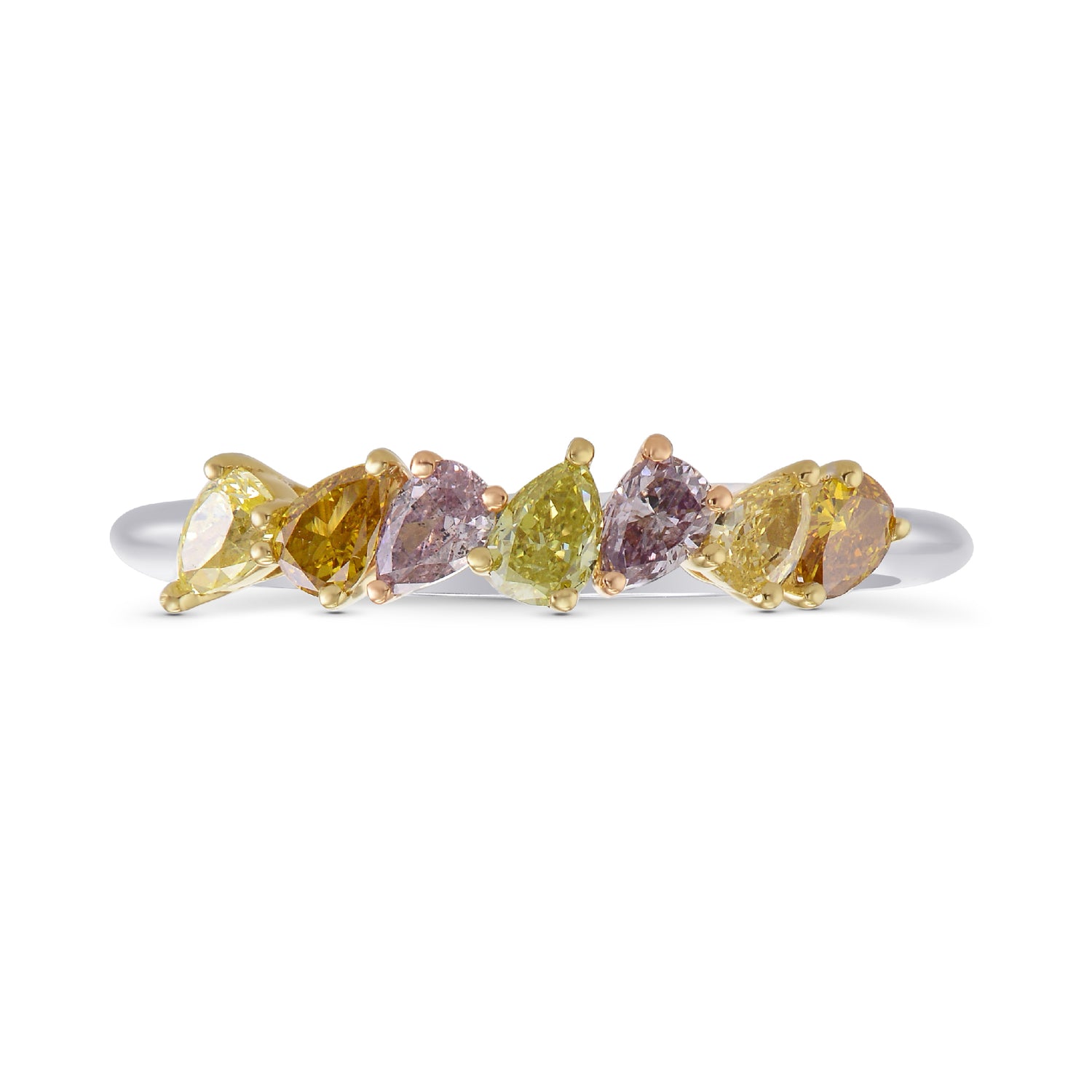 Multicolored Pear Diamond Band Ring