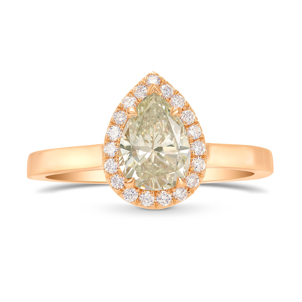 White (K) Pear Diamond Halo Ring