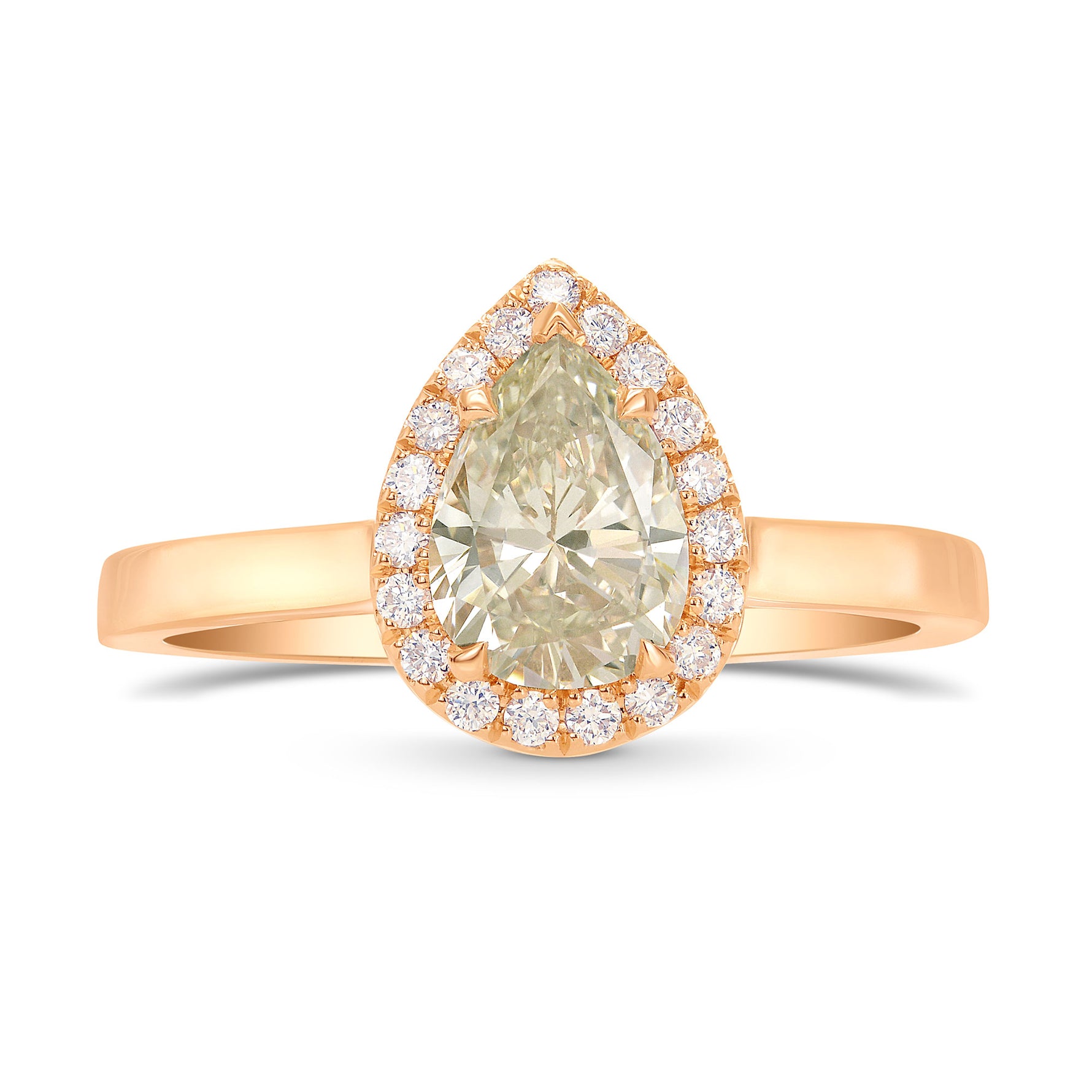 White (K) Pear Diamond Halo Ring