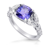 Tanzanite Cushion & Collection Marquise Side Stone Diamond Ring
