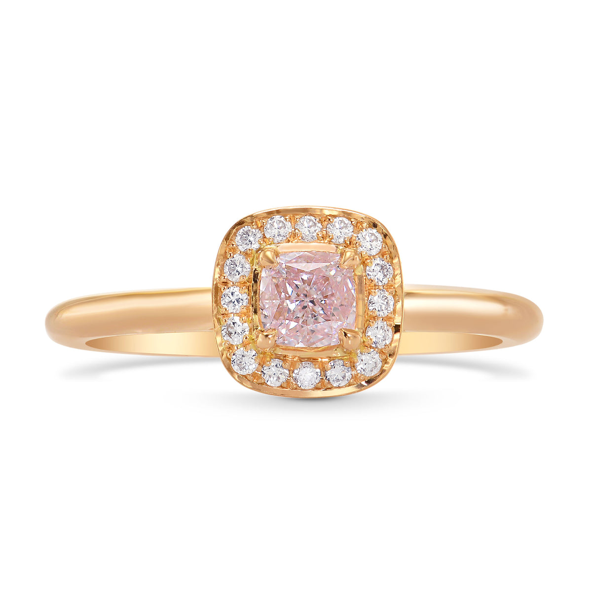 Fancy Light Pink Cushion Diamond Halo Ring