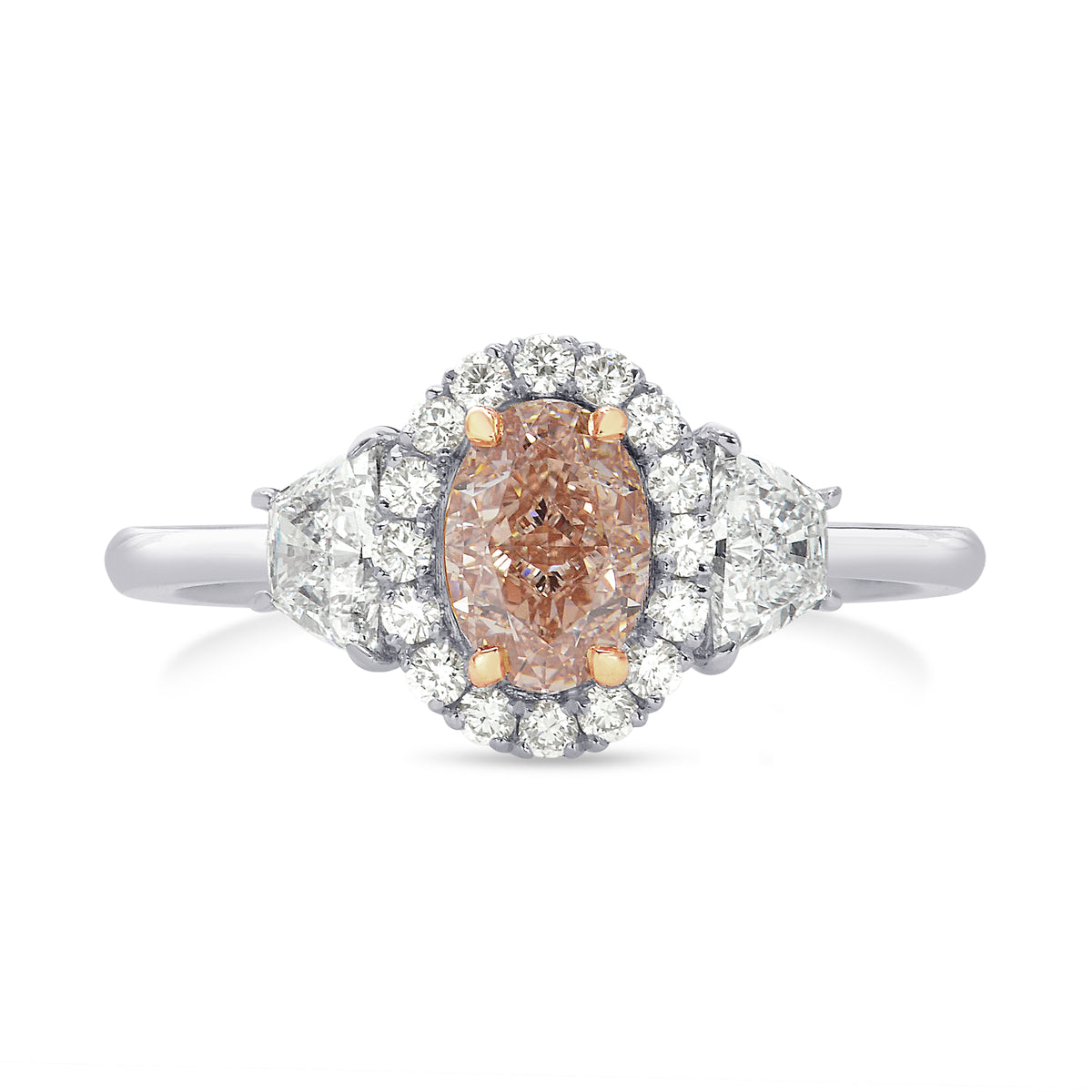 Fancy Pink Brown Oval Diamond Ring