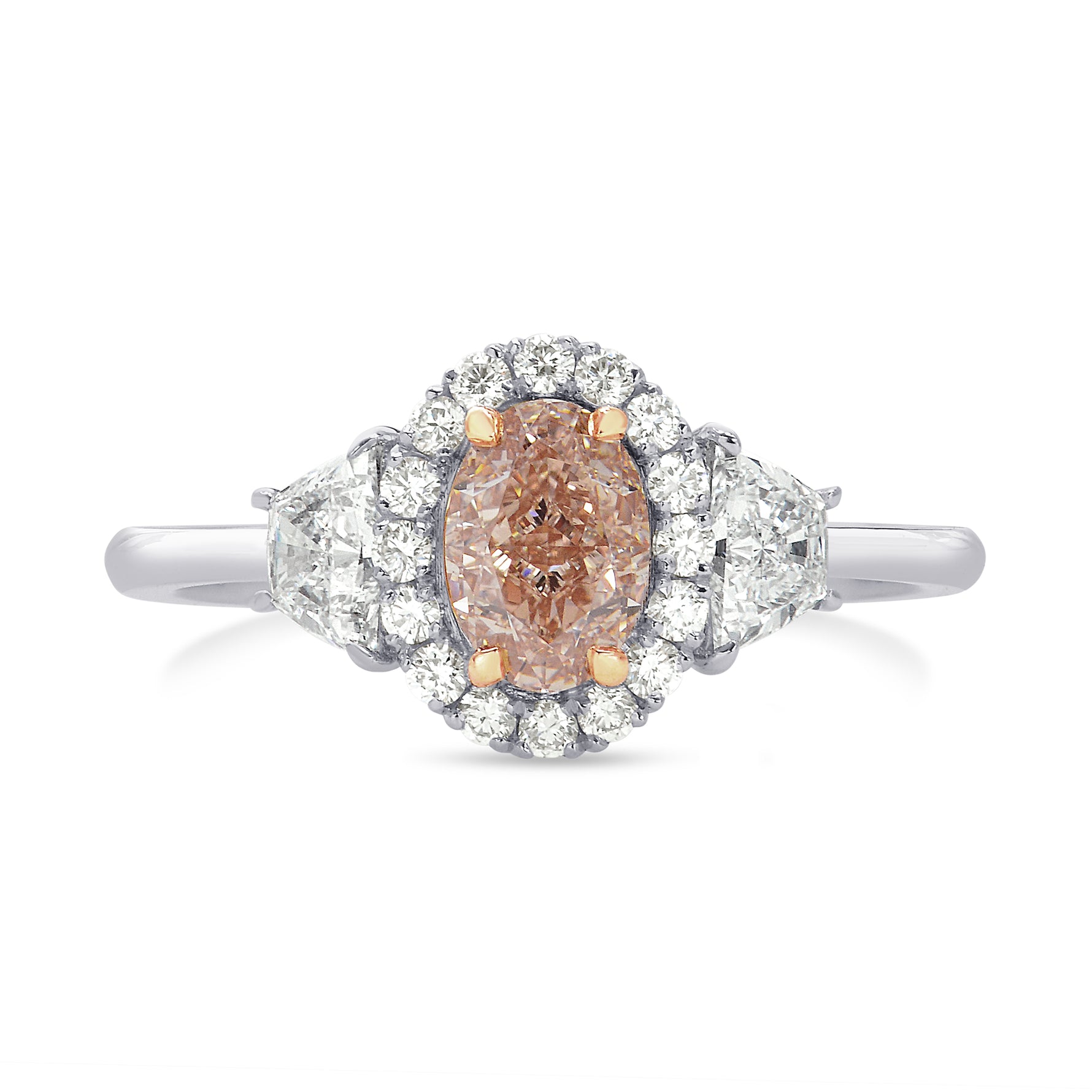 Fancy Pink Brown Oval Diamond Ring