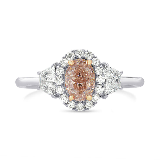 Fancy Pink Brown Oval Diamond Ring