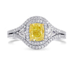 Fancy Yellow Cushion Diamond Halo Ring