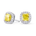 Fancy Intense Yellow Cushion Diamond Halo Earrings