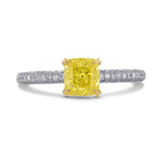 Platinum Fancy Intense Yellow Cushion Diamond Ring