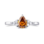 Fancy Deep Brownish Yellowish Orange Pear Diamond Ring