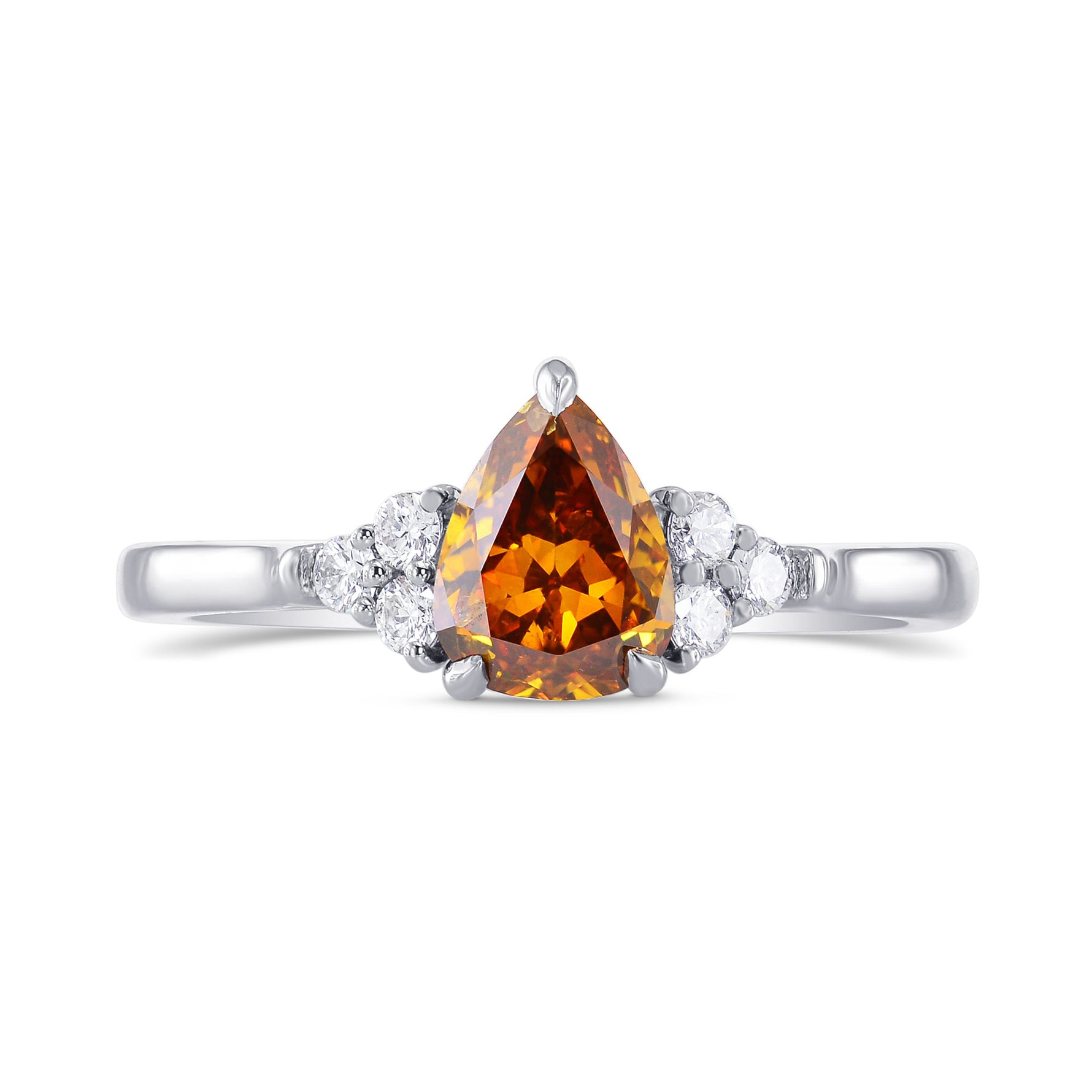 Fancy Deep Brownish Yellowish Orange Pear Diamond Ring