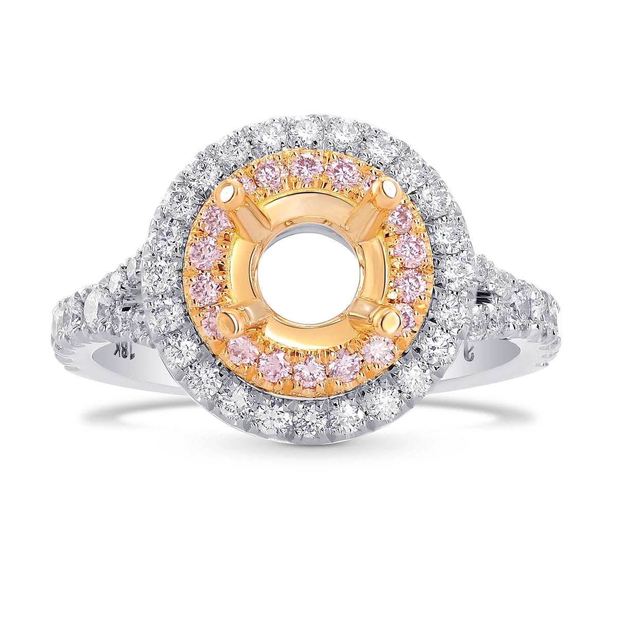Classic Double Halo Ring with Pink Diamonds