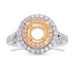 Classic Double Halo Ring with Pink Diamonds