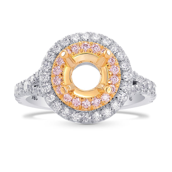 Classic Double Halo Ring with Pink Diamonds