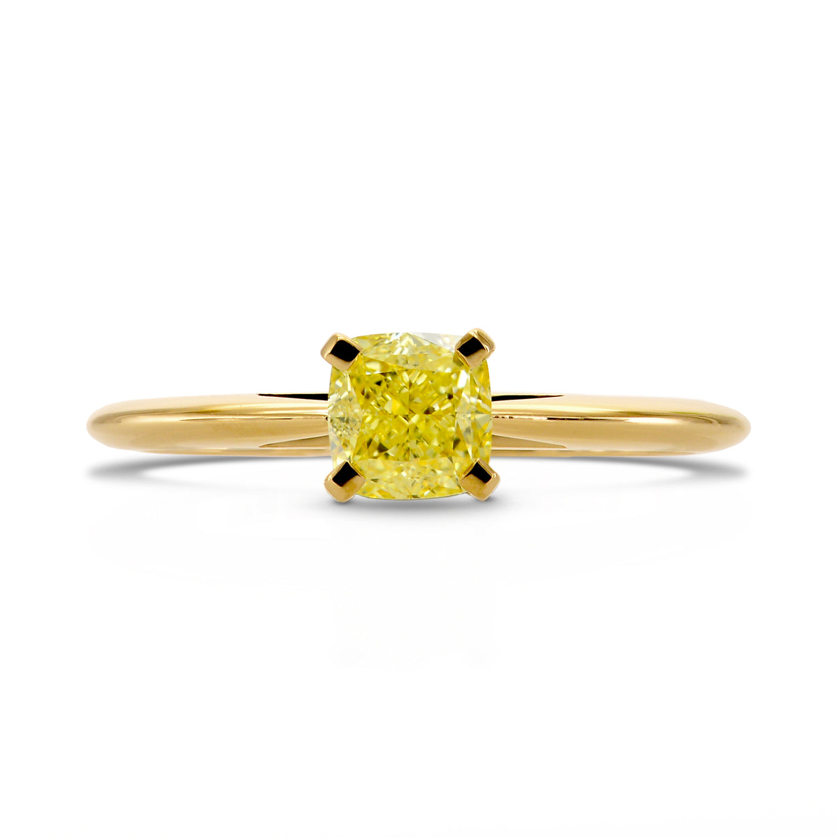 Fancy Yellow Cushion Diamond Solitaire Ring