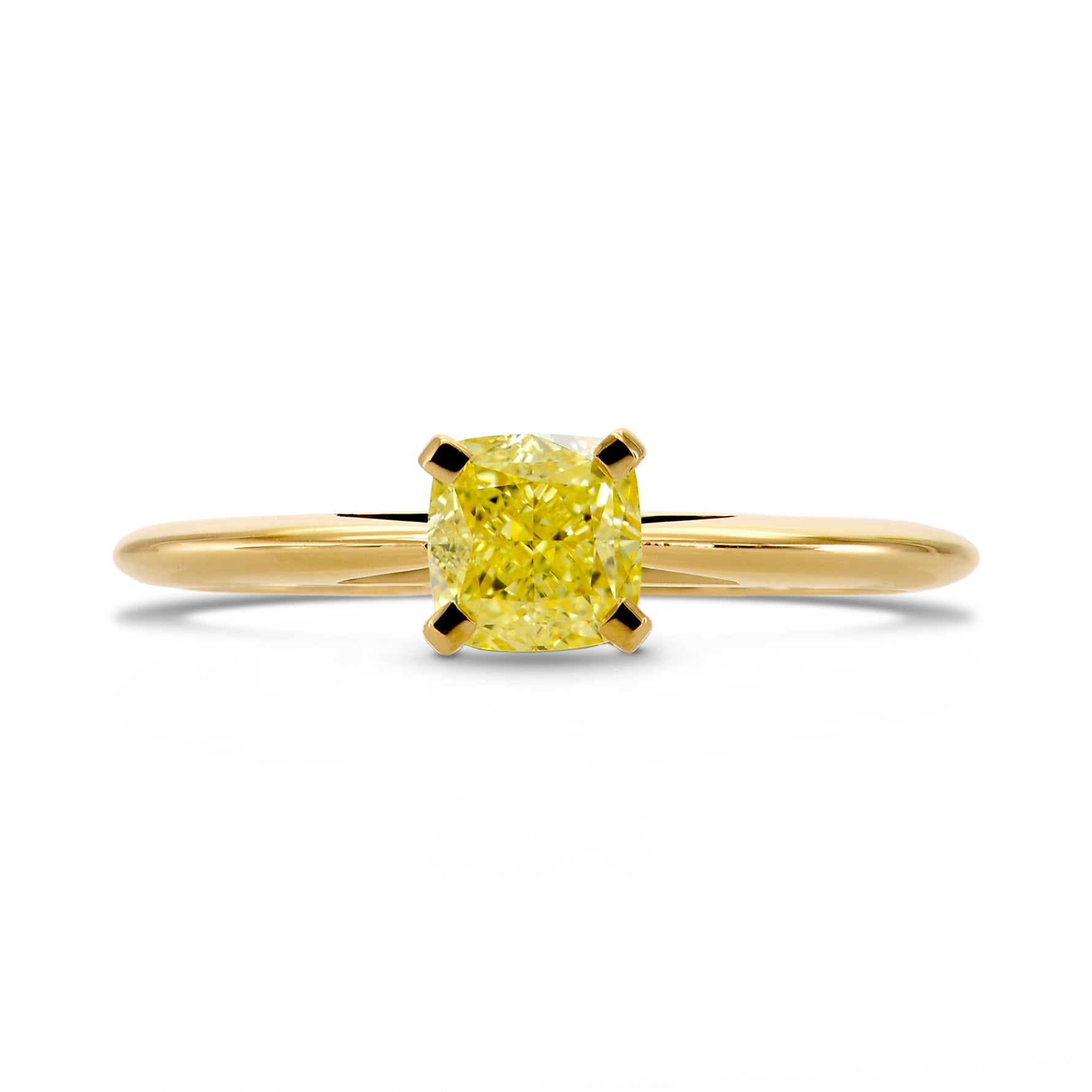 Fancy Yellow Cushion Diamond Solitaire Ring