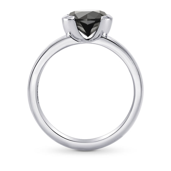 Fancy Black Round Brilliant Diamond Ring