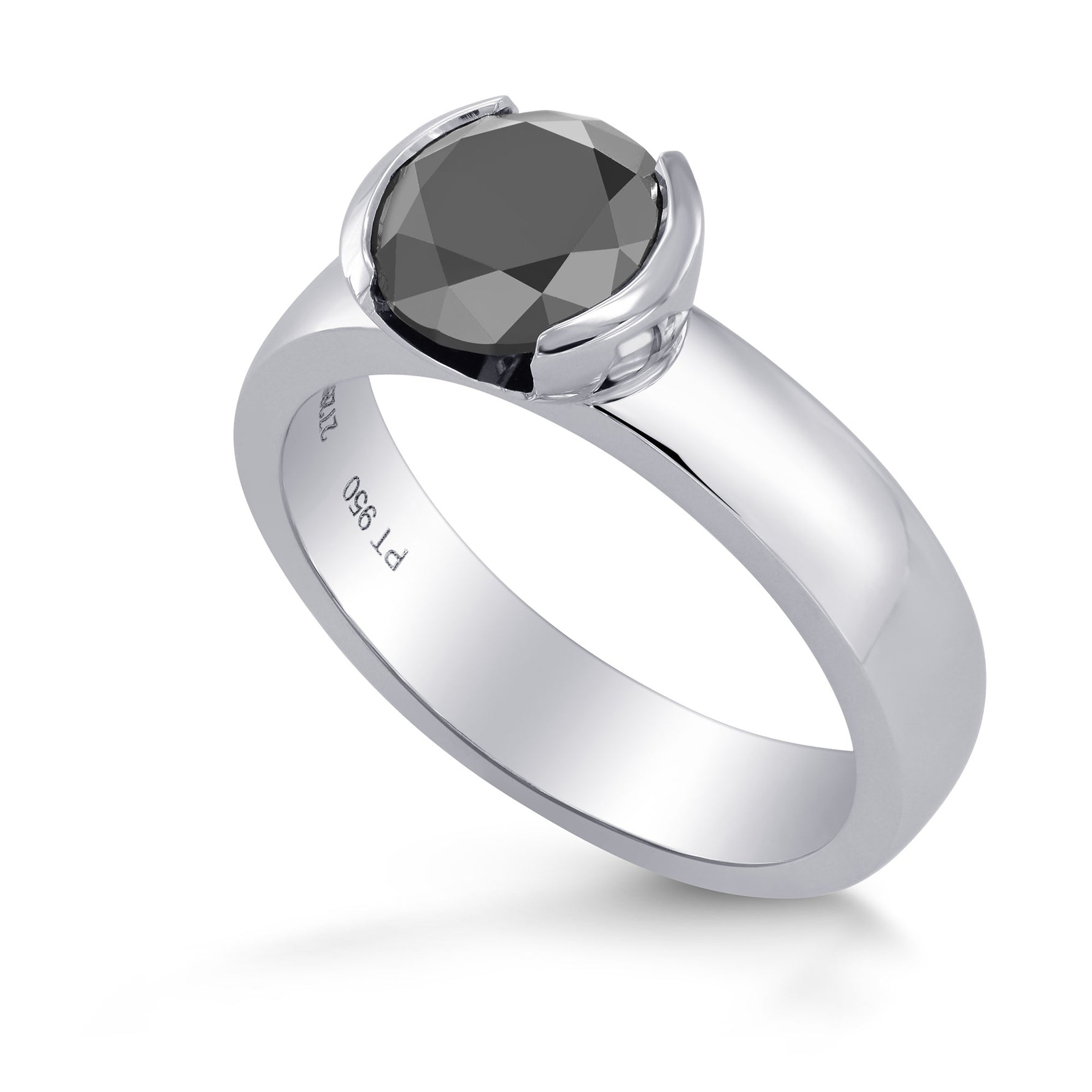 Fancy Black Round Brilliant Diamond Ring