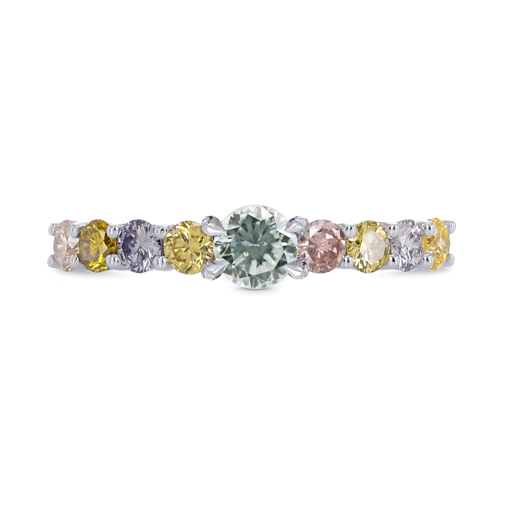 Multicolored Round Brilliant Diamond Ring