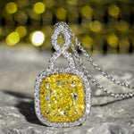 Fancy Intense Yellow Cushion Diamond Drop Pendant