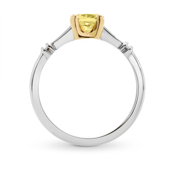 Fancy Yellow Cushion Diamond Solitaire Ring - 4