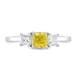 Fancy Intense Yellow Cushion & Princess Diamond 3 Stone Ring