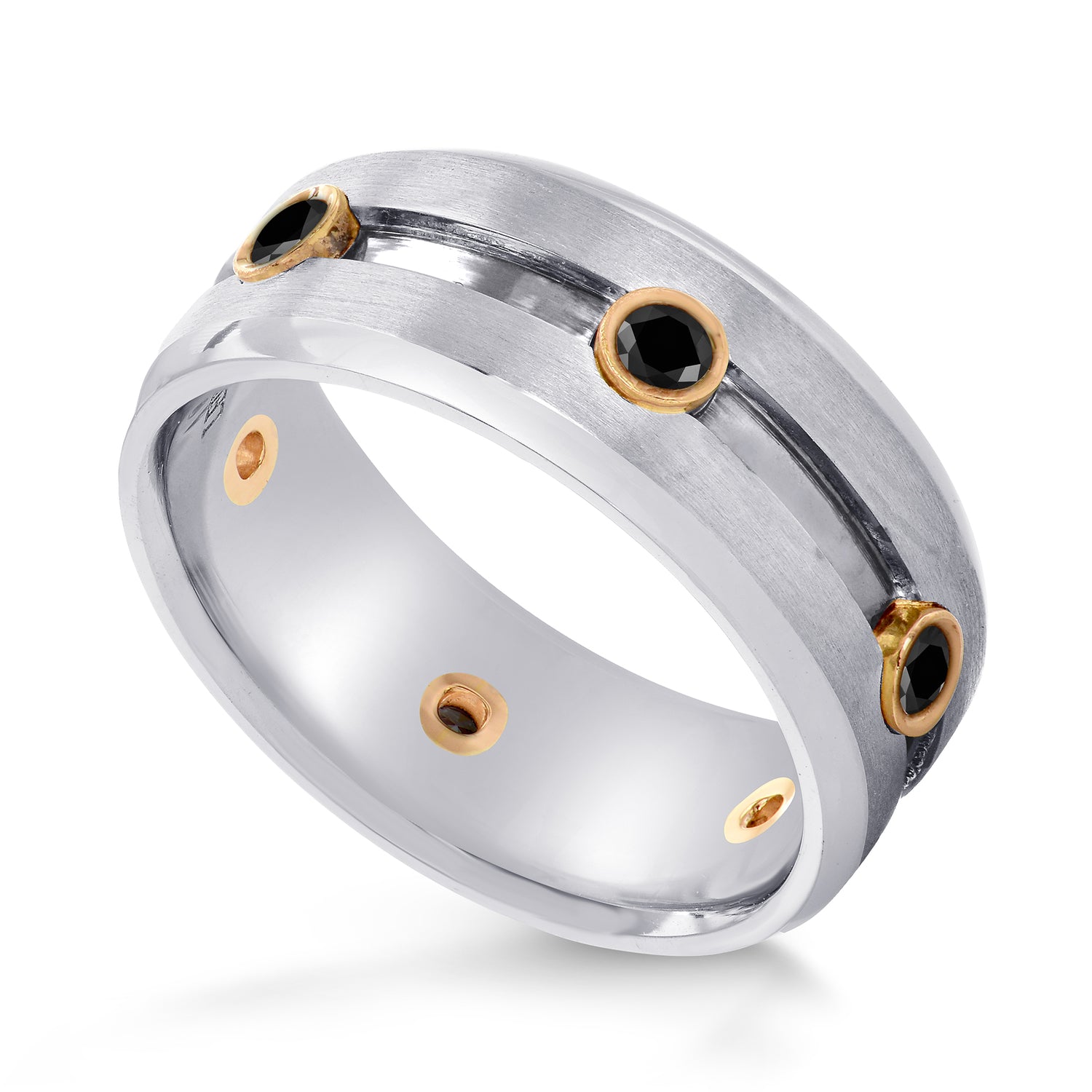 Black Diamond Gents Wedding Band Ring - 4