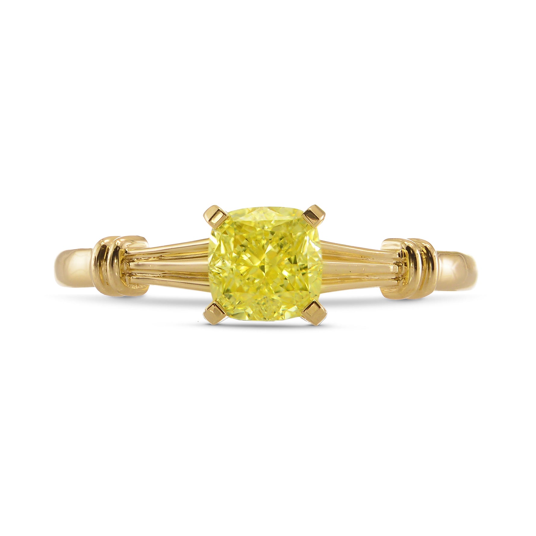 Fancy Yellow Cushion Diamond Solitaire Ring
