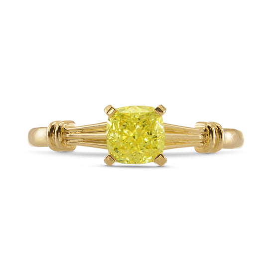Fancy Yellow Cushion Diamond Solitaire Ring
