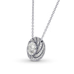 Round Diamond Floral Halo Pendant Setting - 5