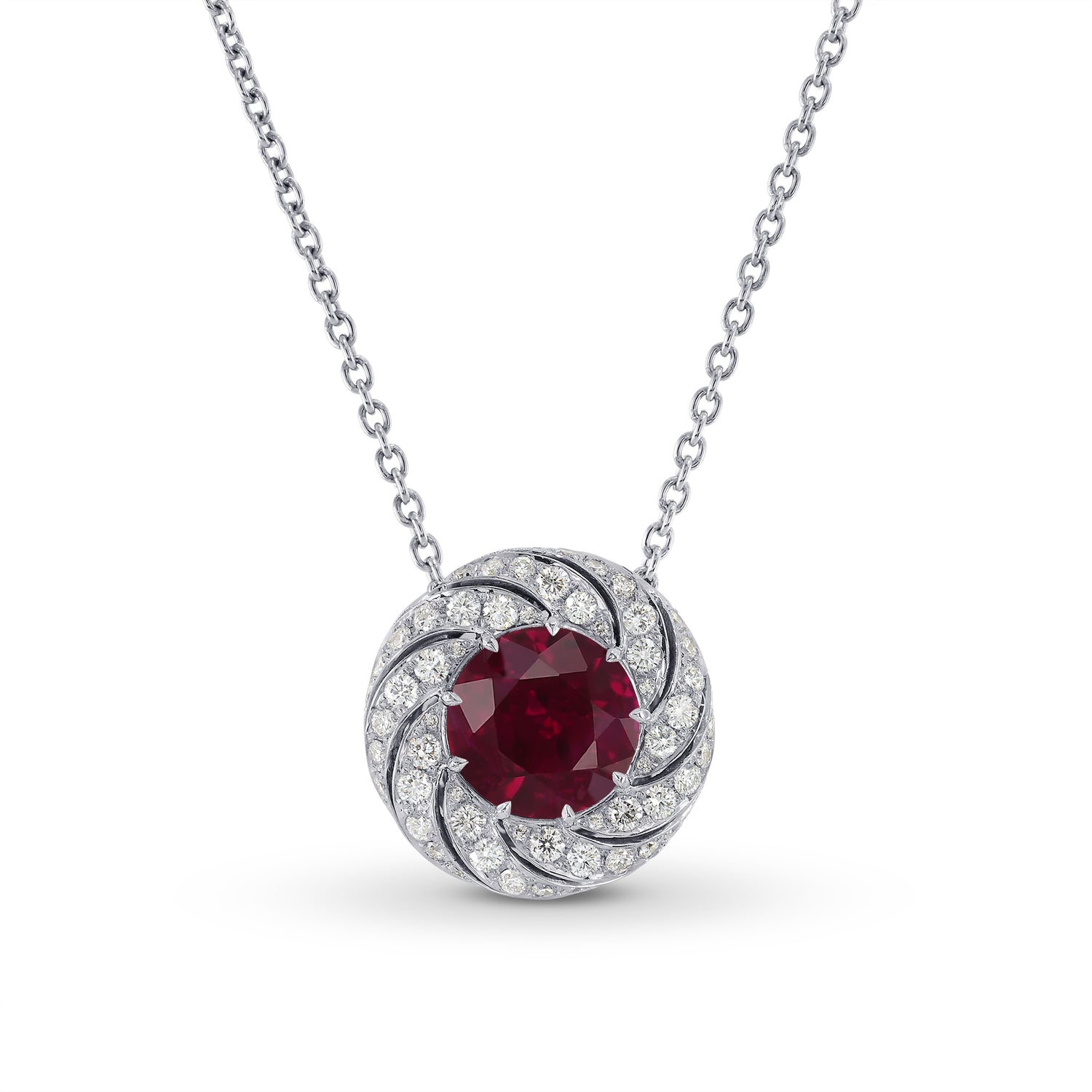 Round Diamond Floral Halo Pendant Setting - 3