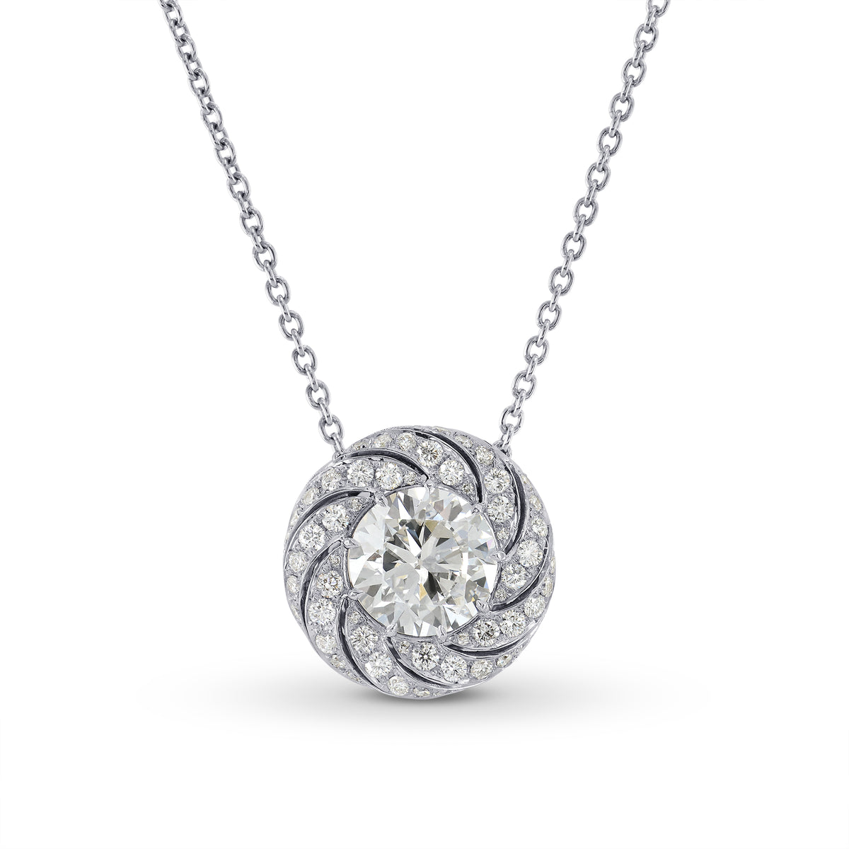 Round Diamond Floral Halo Pendant Setting - 4
