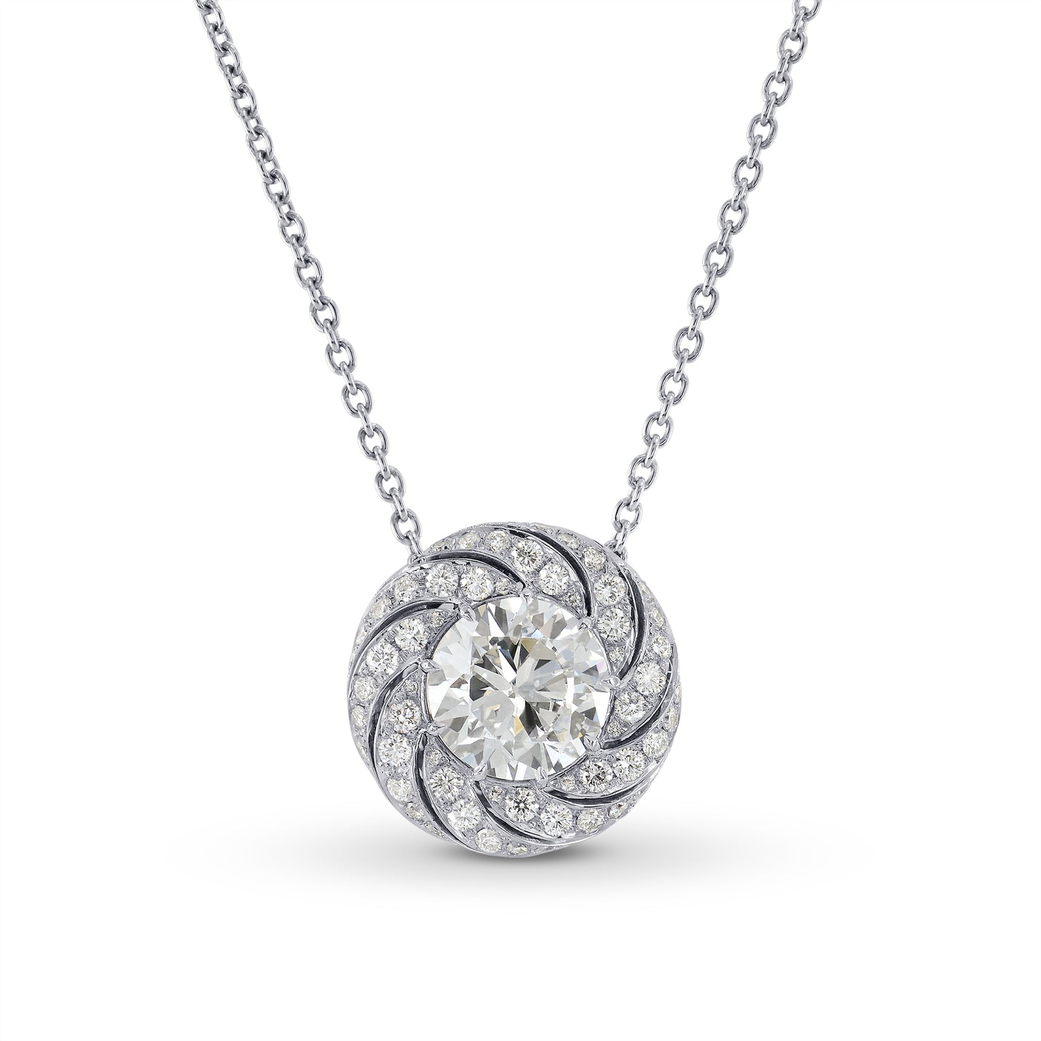 Round Diamond Floral Halo Pendant Setting - 4
