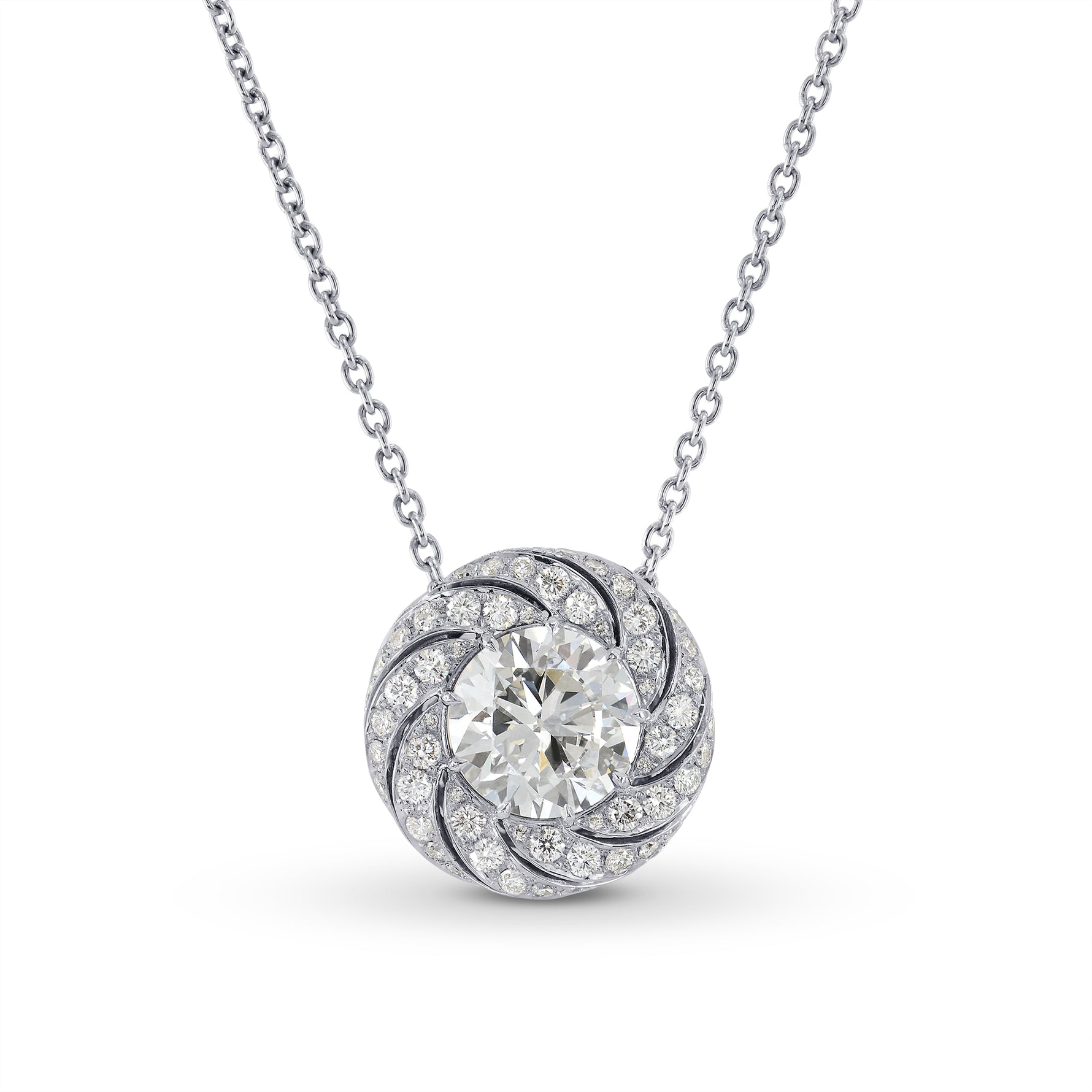 Round Diamond Floral Halo Pendant Setting - 4