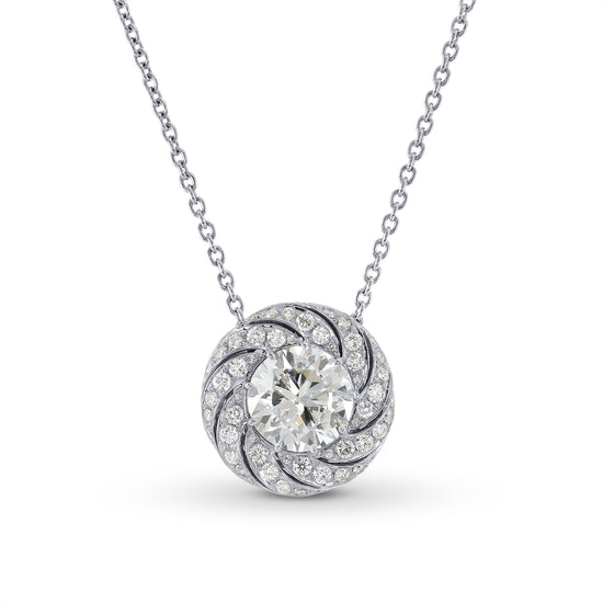 Round Diamond Floral Halo Pendant Setting - 4