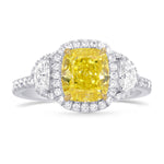 Fancy Vivid Yellow Cushion & Half-Moon Diamond Halo Ring 