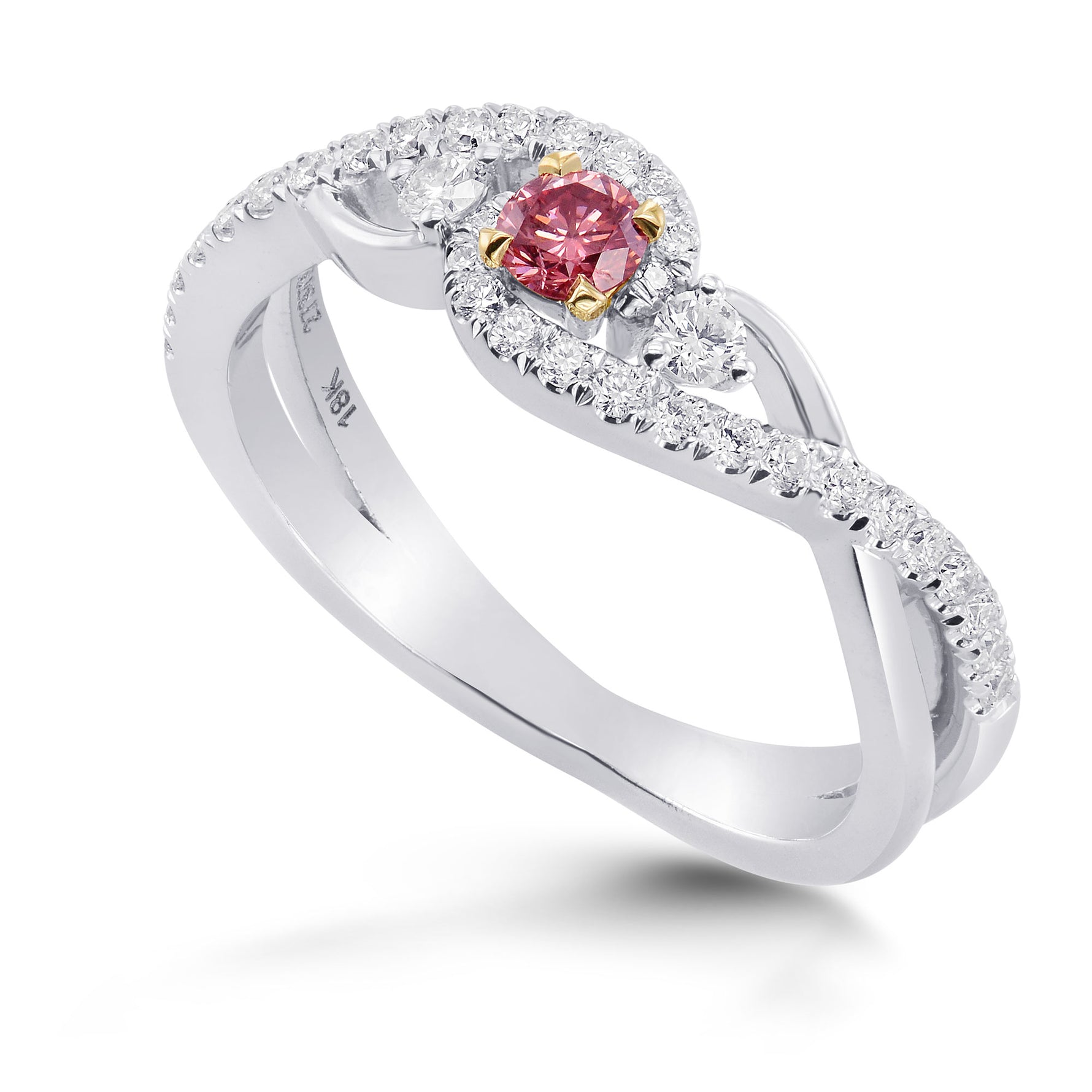 Fancy Intense Pink 3 Stone Diamond Ring