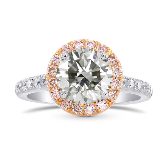 Light Gray and Fancy Pink Diamond Halo Ring