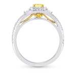 Fancy Intense Yellow  Cushion & Half-Moon Diamond Halo Ring