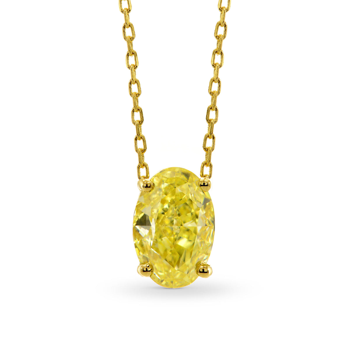 Fancy Intense Oval Diamond Pendant