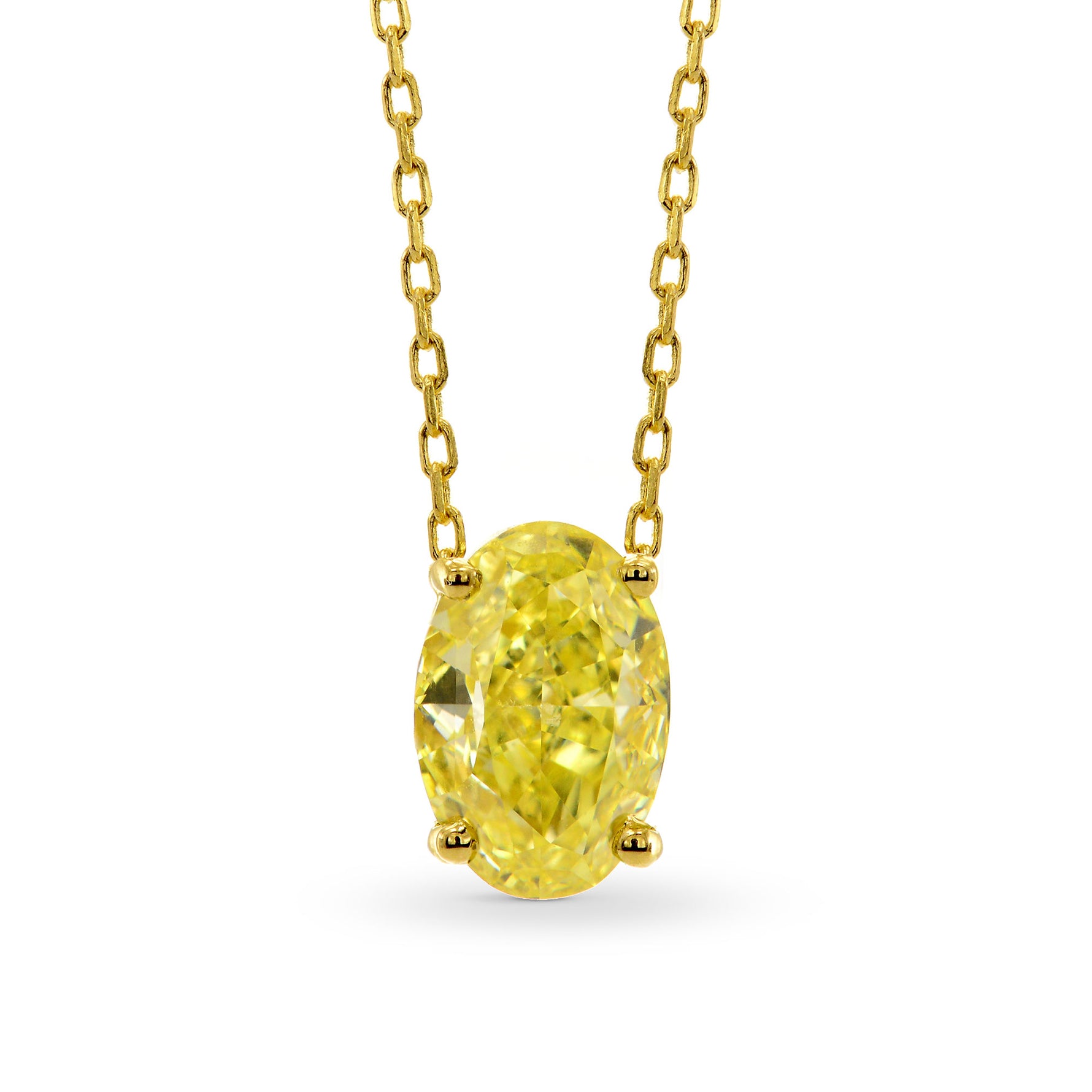 Fancy Intense Oval Diamond Pendant