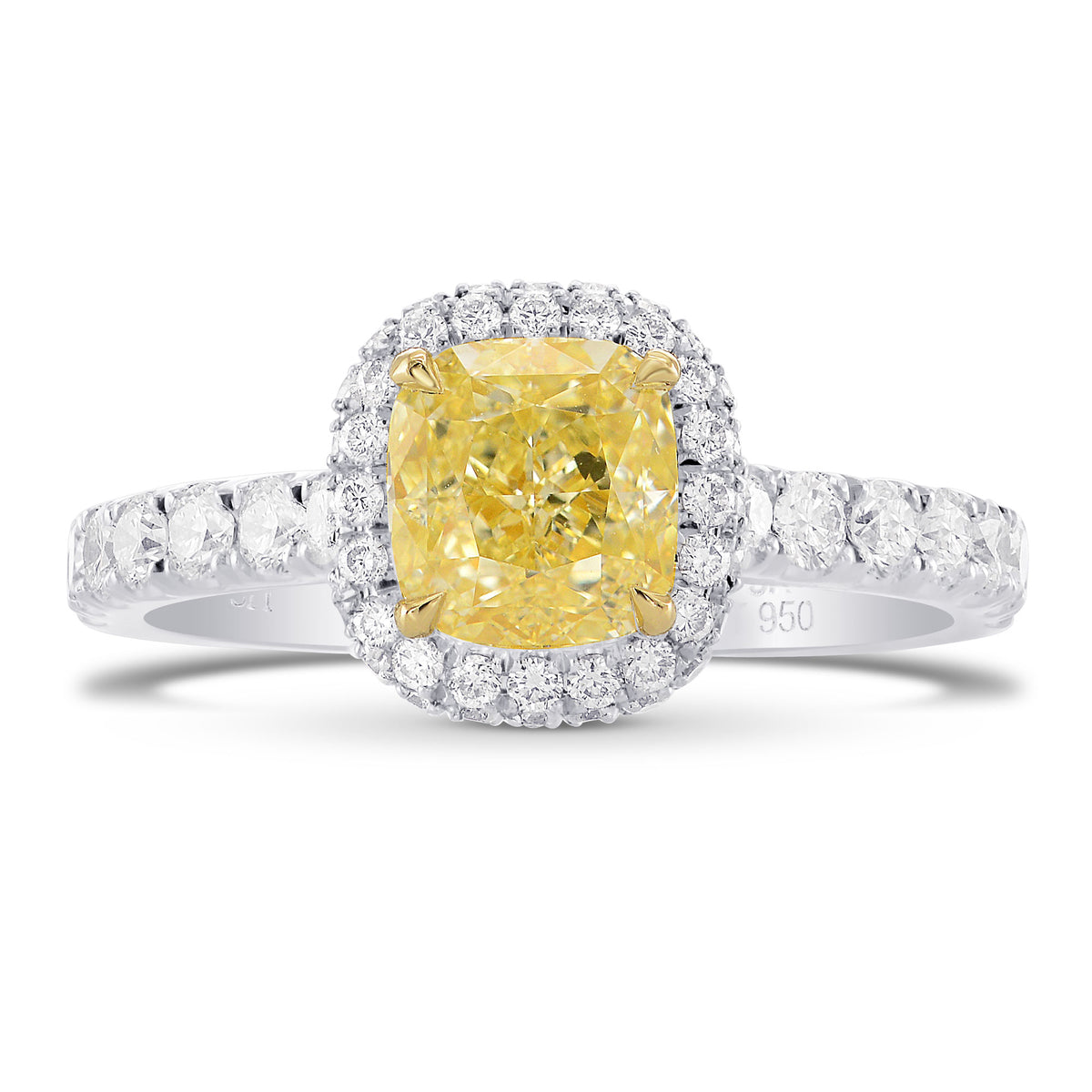 Fancy Light Yellow Cushion Diamond Halo Ring