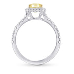 Fancy Light Yellow Cushion Diamond Halo Ring